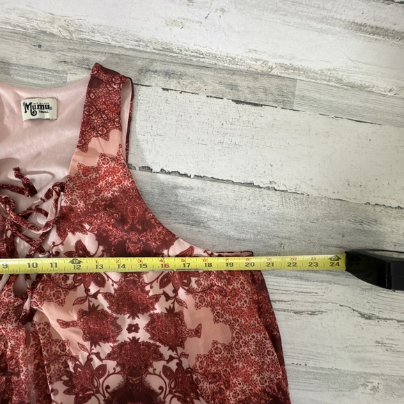 SHOW ME YOUR MUMU S Trapeze Mini Dress Happy Henna Red Rust Sleeveless Festival - Picture 6 of 9